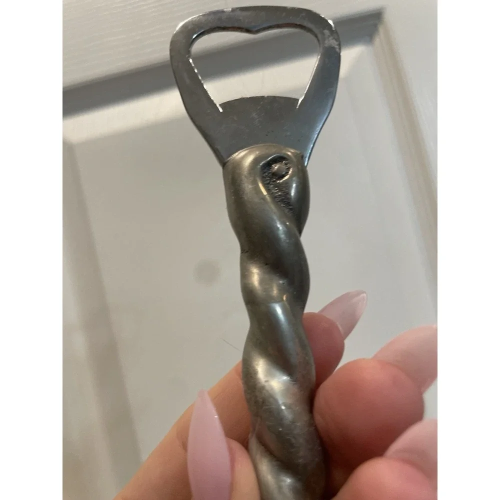 Vintage Twist Railroad Bottle Opener Silver Color Metalware Collectible MCM